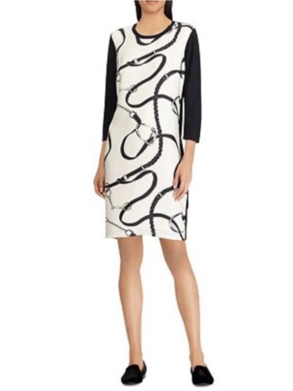 Ralph Lauren Womens Swirl Shift Dress, Black, NWT